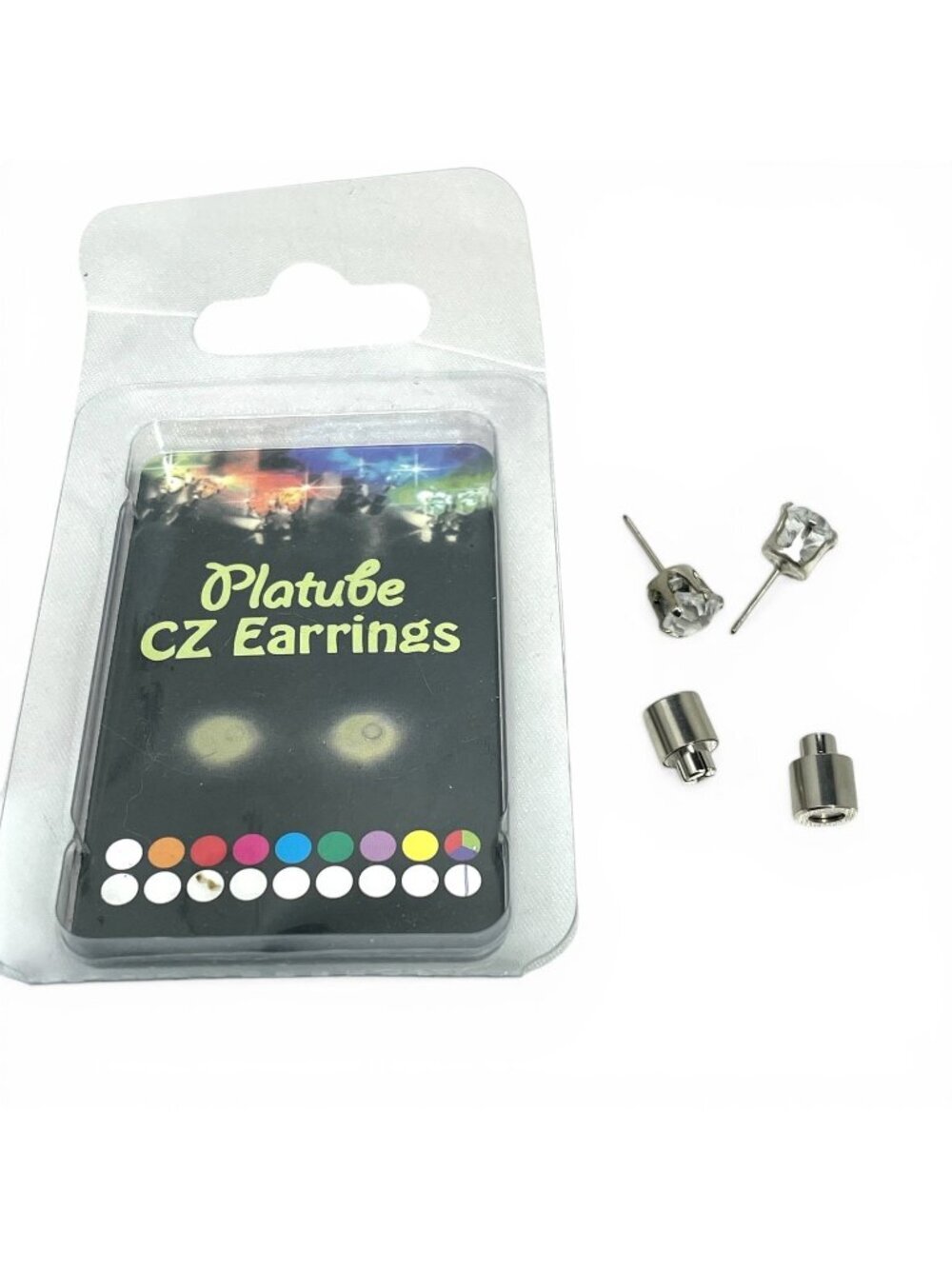 Platube LED CZ Earrings With Multi-Color Battery-Powered Studs Festivals Parties